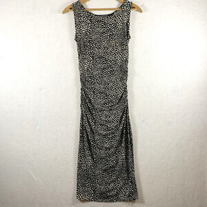 Norma Kamali Womens Reptile Print Bodycon Midi Dress Sz S Ruched Cocktail Event